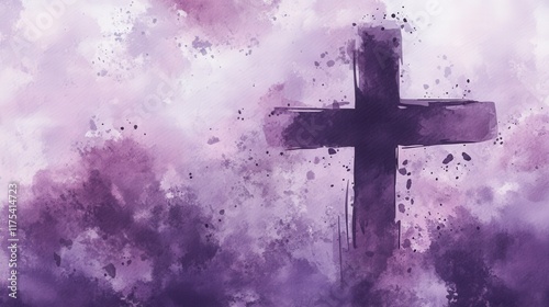 Beautiful Watercolor Ash Wednesday Background with Subtle Purple Tones Perfect for Religious and Marketing Purposes