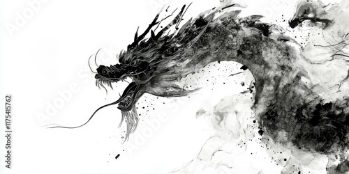 Dynamic chinese dragon painting traditional art cultural heritage photo