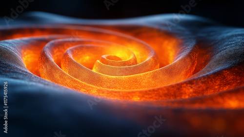 Spiral light pattern glowing in dark space, abstract energy concept photo