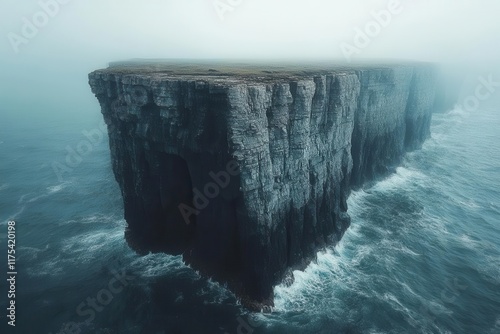 dramatic portrayal of a cliff edge gaping into the abyss under a stormy gray sky symbolizing the challenges one must face on the path to success evoking feelings of determination and resilience
