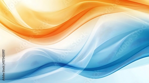Dynamic abstract background of orange blanc and blue swirling wave patterns