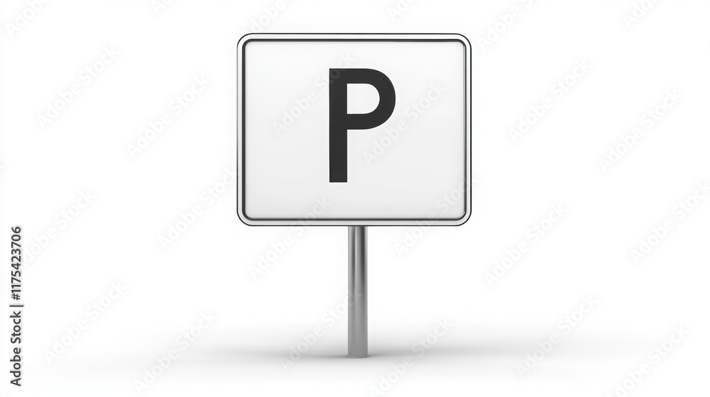 Isolated Blank Parking Sign on White Background Isolated Blank Parking Sign on White Background