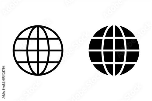 Globe Icon vector illustration, Go to web symbol icon, www symbol, Web icon, website, homepage icon set, earth clip art, globe symbol isolated white background