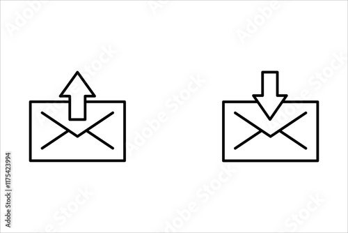 Mail icon. Envelope sign. Vector Illustration. Email icon. Letter icon. Email notification. Contact form. Sign of voting. Sign of choice. Checkbox. Checkmark OK. Symbols YES. Verified mail.
