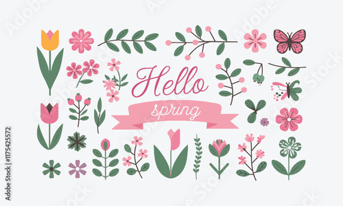 Spring-themed design vector illustration, easily editable.