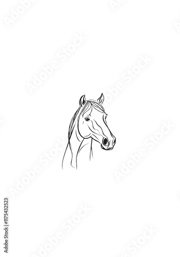 Minimalistic Horse Head Line Art Drawing