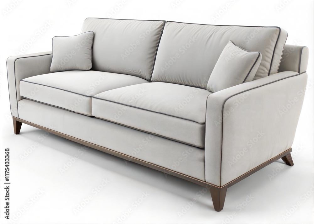 Fototapeta premium Grey Sofa Isolated on White Background