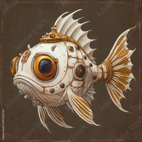 Inspiring steampunk fish design underwater fantasy digital art hyperrealistic style creative perspective photo