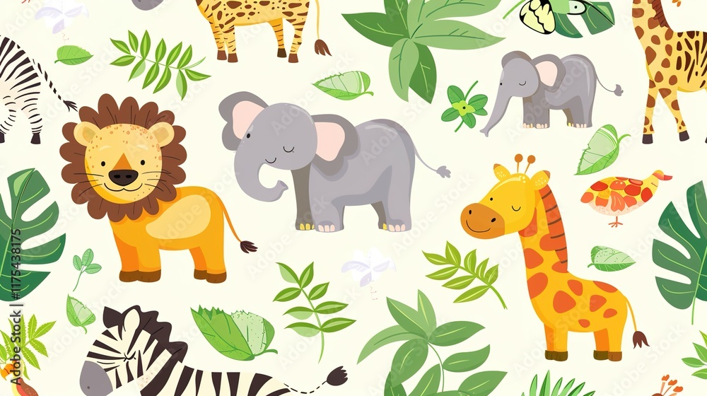 Fototapeta premium jungle safari seamless pattern wallpaper