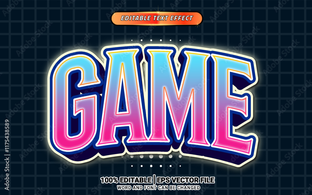 Fototapeta premium game 3d retro vintage editable template text effect