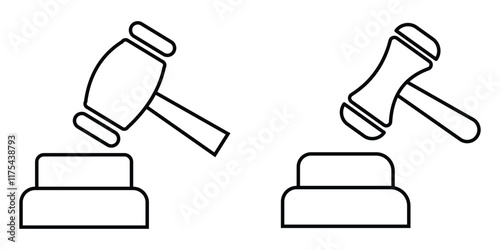 Judge hammer icon set. Gavel  icon. Lawyer symbol concept for justice. gavel hammer icon eps 10.