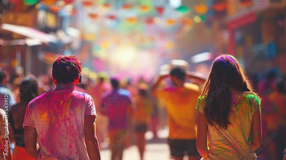 Fototapeta premium Colorful street festival captures joyful moments filled with vib
