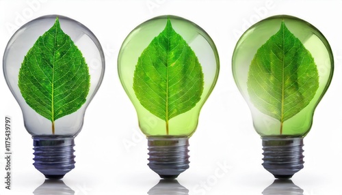 Sustainable Green Energy Symbolized by a Vibrant Leaf Inside a Transparent Light Bulb Highlighting Eco-Friendly Concepts and Renewable Solutions photo