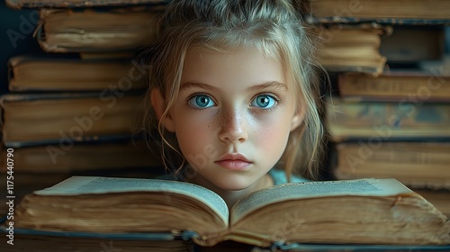 A Young Girl s Curious Gaze Torn Between Believing and Doubting Fairy Tale Stories photo