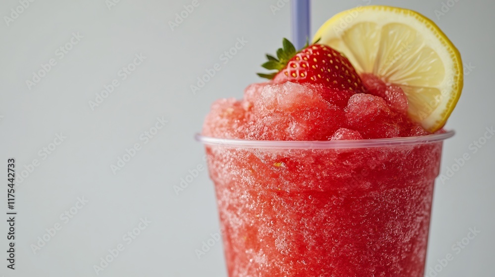 Refreshing Strawberry Lemon Slushy in a Plastic Cup Refreshing Strawberry Lemon Slushy in a Plastic Cup