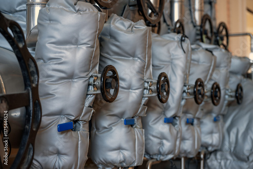 Valves on steam installation with thermal insulation blankets