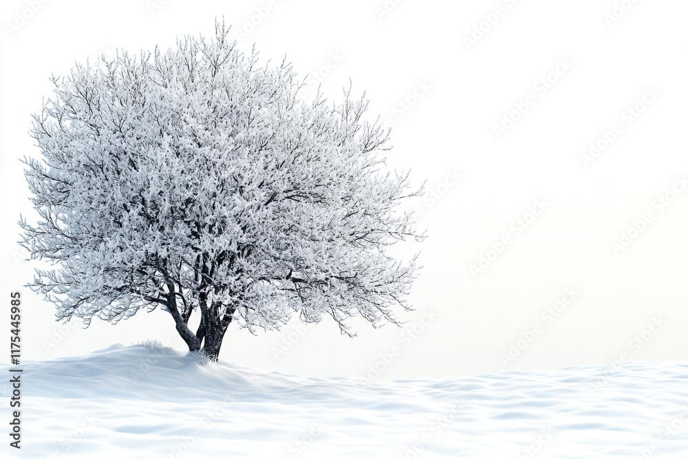 Frosty Winter Tree in a Snowy Landscape