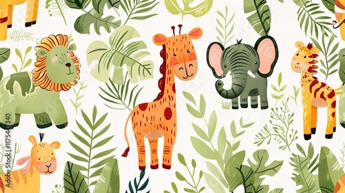 jungle safari seamless pattern wallpaper