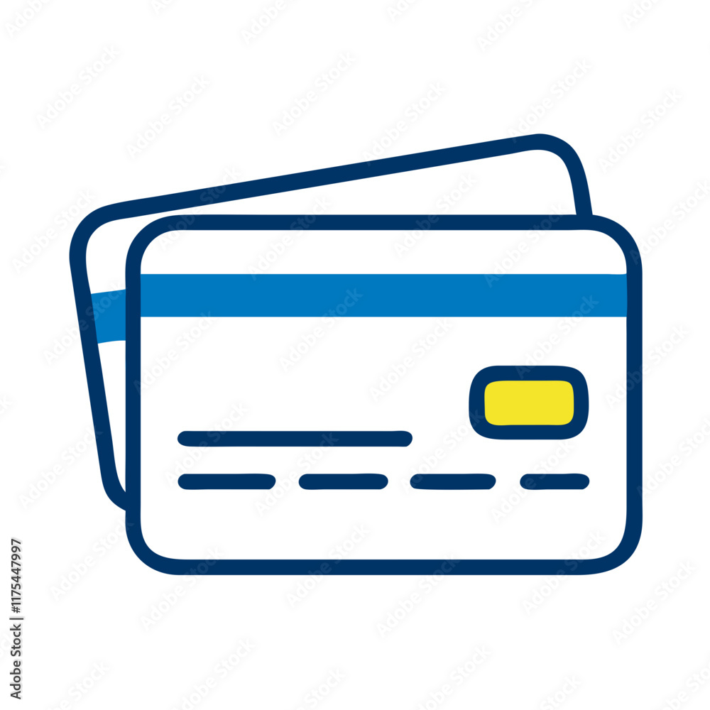 Credit cards icon in blue linear style Credit cards icon in blue linear style