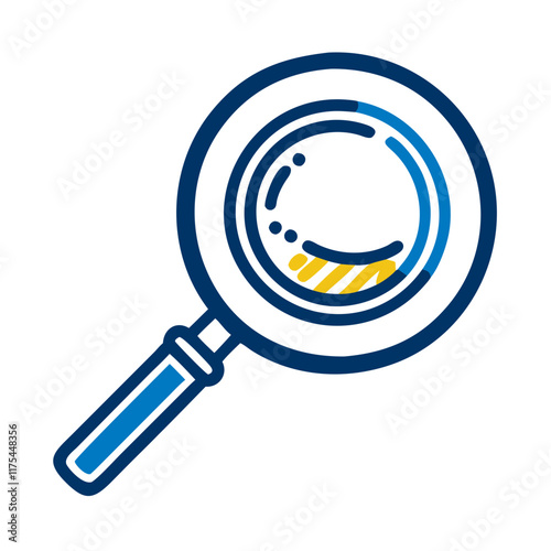 Magnifying glass icon for research in blue linear style