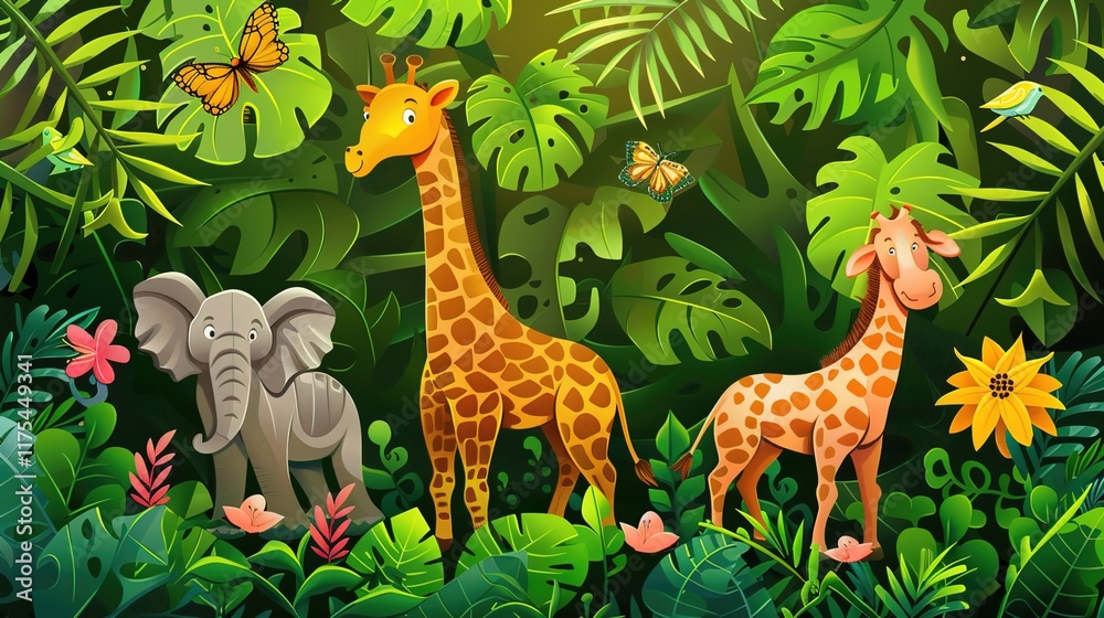 Fototapeta premium jungle safari seamless pattern wallpaper