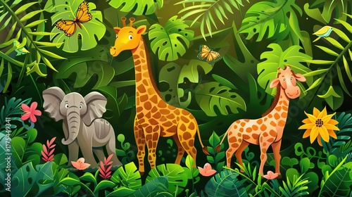 jungle safari seamless pattern wallpaper