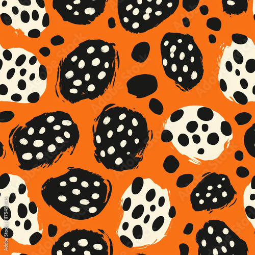 Cheetah Pattern - Striking Orange and Black Seamless Animal Print Design