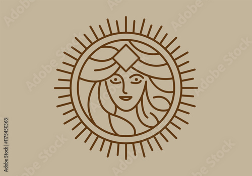Athena the goddess black vector icon line logo illustration design isolated background