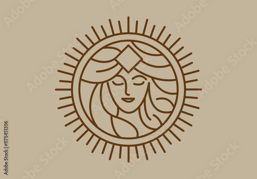Athena the goddess black vector icon line logo illustration design isolated background