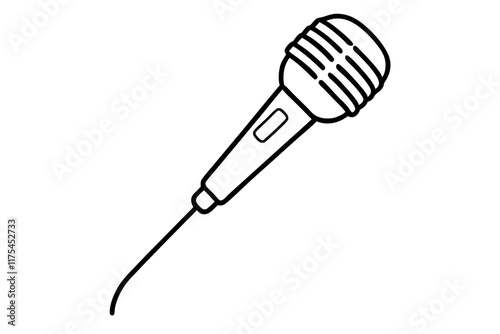 Microphone Outline Vector Illustration SVG - Audio, Music, Sound Icon Design