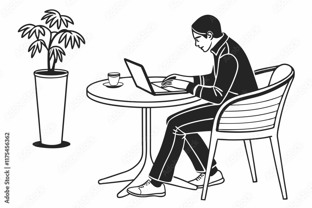 chair and office worker vector workplace silhouette chair and office worker vector workplace silhouette