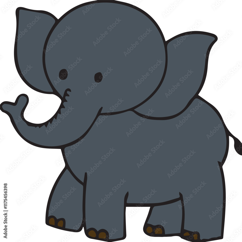 Fototapeta premium Elephant line art with color