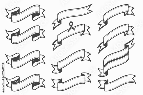 classic vintage ribbon vector silhouette