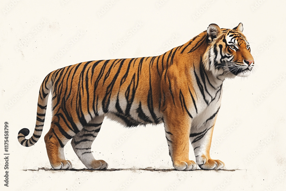 Obraz premium Majestic Siberian Tiger Standing Profile View