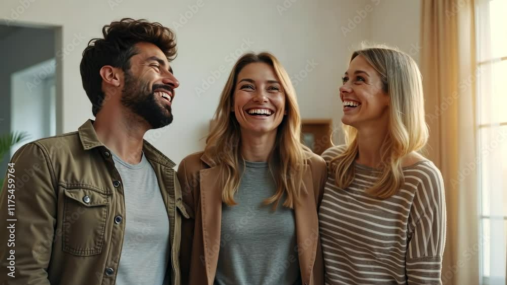 Friends sharing laughter and joy during a cozy indoor gathering in a well-lit room Friends sharing laughter and joy during a cozy indoor gathering in a well-lit room