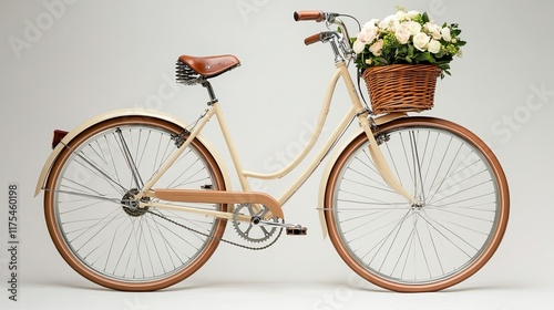 A charming old-fashioned bicycle with a basket of flowers --ar 16:9 --style raw --stylize 250 --v 6.1 Job ID: 0be3fb0a-38a3-47ce-a95f-7ac3ae64ce1d photo