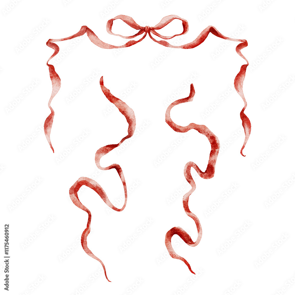 Watercolor red bows set. Hand-drawn gift bow isolated on white background. Holiday illustration for design, print, fabric or background. Watercolor red bows set. Hand-drawn gift bow isolated on white background. Holiday illustration for design, print, fabric or background.