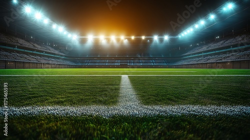 Night Stadium Football Field Illuminated Bright Lights
