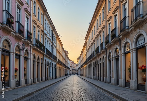 A narrow cobblestone street in an old European town - 02