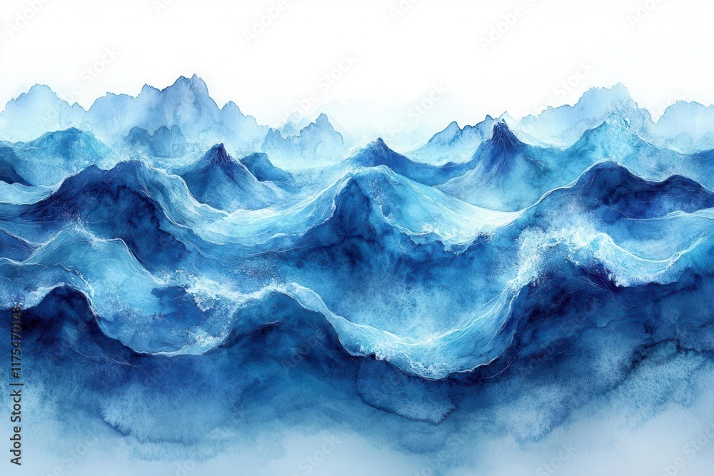 Fototapeta premium fluid abstract watercolor wave in enchanting shades of blue and turquoise capturing a serene summer vibe with gentle brush strokes and a dreamy texture perfect for a calming background