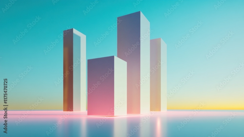 Abstract geometric structures with a serene gradient background. Abstract geometric structures with a serene gradient background.