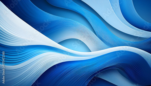 abstract minimalist background of blue and white waves with curving lines for presentations offering a sleek and fluid design