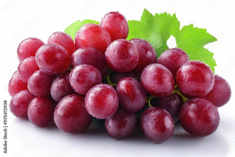 fresh bunch of red grapes isolated on a clean white background showcasing their rich color and juicy texture perfect for emphasizing health and freshness in foodrelated concepts fresh bunch of red grapes isolated on a clean white background showcasing their rich color and juicy texture perfect for emphasizing health and freshness in foodrelated concepts