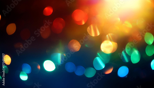 blur light overlay lens flare filter out defocused glints festive gleam leak bokeh rainbow orange crimson blue inexperienced coloration rays glow on darkish night abstract background
