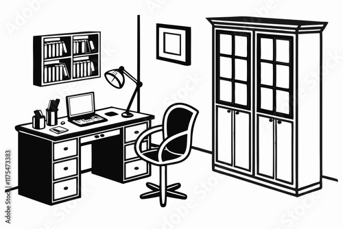 office furniture-set icon for company vectors