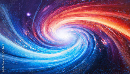 a painting of a blue and red swirl galaxy backgrounds in colourful sun shades of blue and purple evoking a experience of surprise
