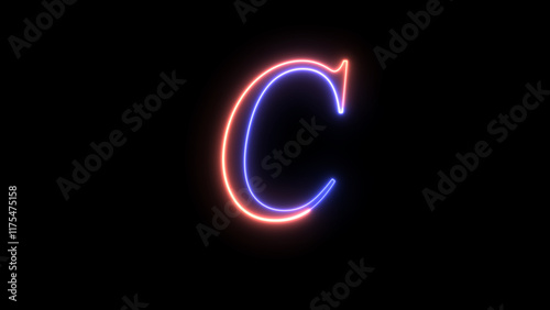 Wallpaper Mural Alphabet letter C. Abstract Neon bright letter illustration on black background. Torontodigital.ca