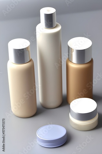 set of cosmetic bottles