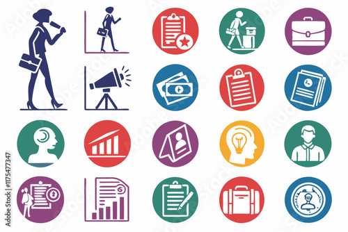 recruiter icons set vector illustration