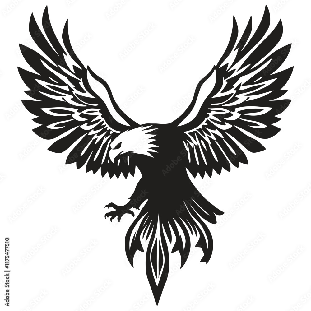 Fototapeta premium Black and white eagle tattoo design